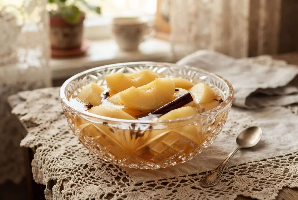 Десертный компот из яблок с корицей и гвоздикой