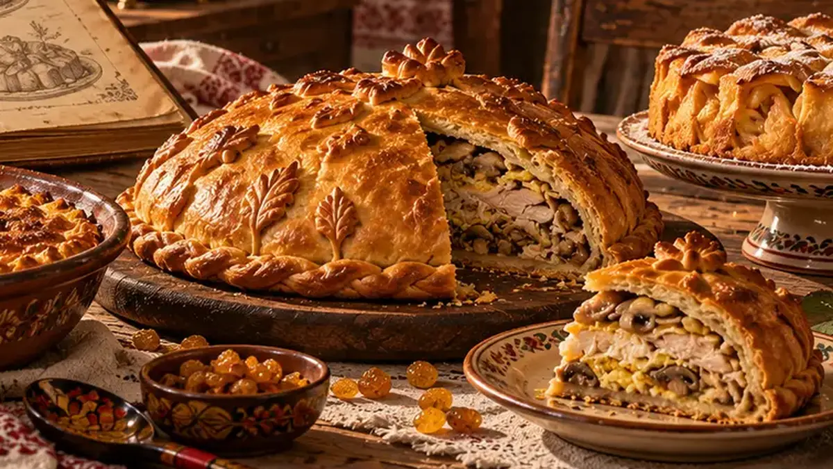 Домашний курник с курицей, рисом и грибами